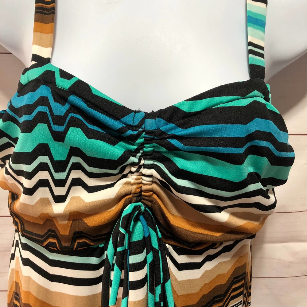 Jonathan Martin Summer Dress Size Medium Green/Brown - Picture 3 of 7